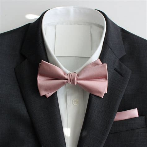 Dusty Rose Pink Satin Double-deck Bow Ties | Solid Large Korean Style ...