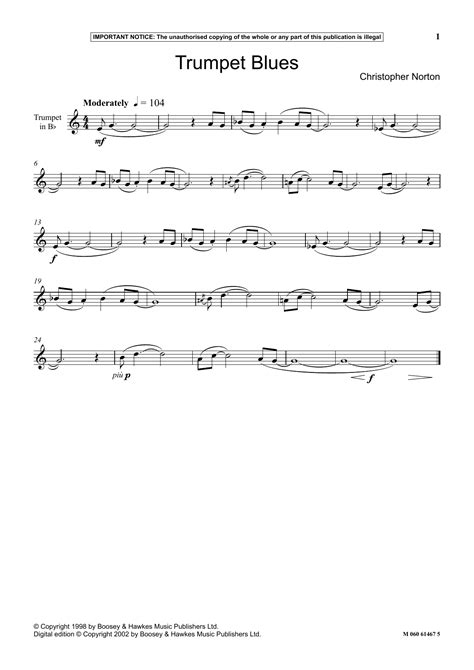 Trumpet Blues by Christopher Norton Sheet Music for Trumpet and Piano ...