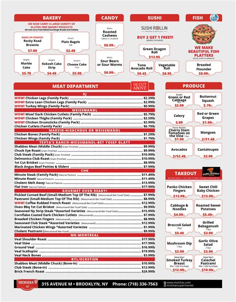 In Store Specials - Moishas