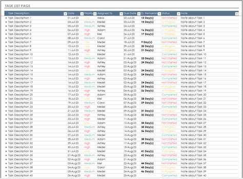 Task Tracker Excel 的图像结果