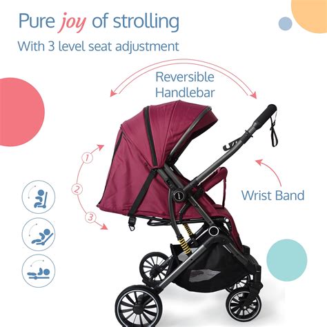 Alpha Baby Stroller / Pram with 5 point Safety Harness, Reversible Han ...