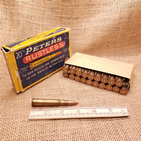 Vintage Peters Rustless .30-40 Krag Ammunition Pack | 20-Rounds | 150 ...