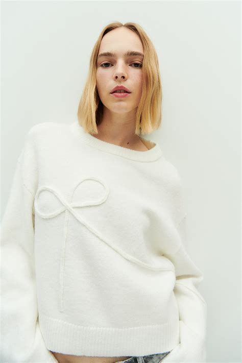 Appliquéd Sweater - Cream - Ladies | H&M US