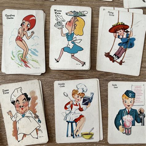 Vintage Old Maid Playing Cards Two Sets with Characters Parker Brothers ...