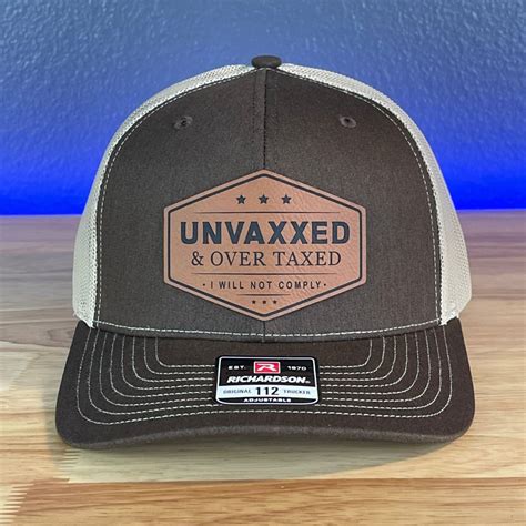 UNVAXXED & OVER TAXED Leather Patch Hat Rawhide - Hollow Point Society – VividEditions