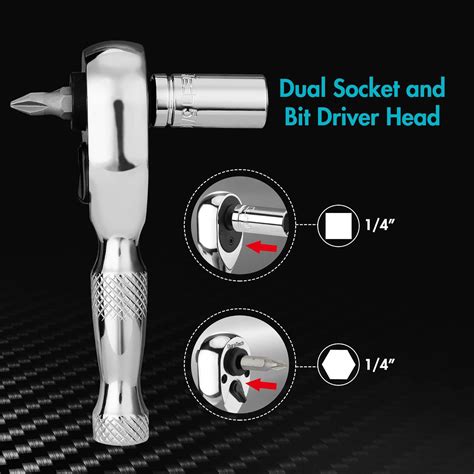 Buy DURATECH 1/4-Inch Stubby Ratchet Wrench, Socket & Bit Driver, 72 ...