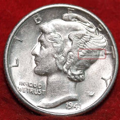 Uncirculated 1941 - D Denver Silver Mercury Dime