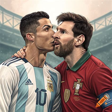 Ronaldo and Messi kissing on Craiyon