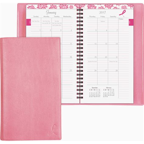 Day-Timer, DTM11219, Pink Ribbon 2PPM Slim Monthly Planner, 1 Each ...
