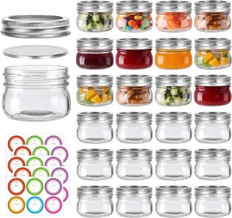 Amazon.com: 40 Pack 4 oz Clear Glass Jars With PE Lids,Glass Yogurt ...