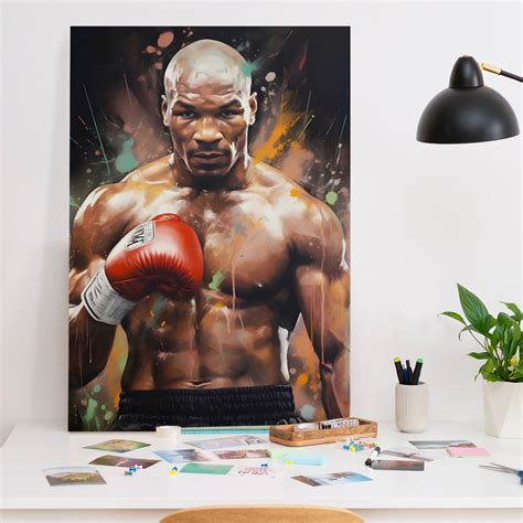 Boxing Legend - Powerful Portrait of a Fighter with Red Gloves Wall Ar ...