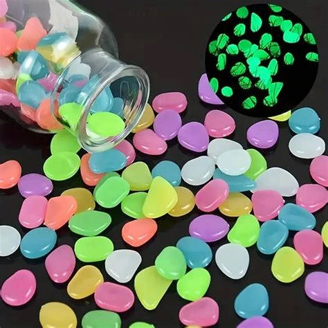 500pcs Glow in The Dark Garden Pebbles Blue, Luminous Solar Powered ...