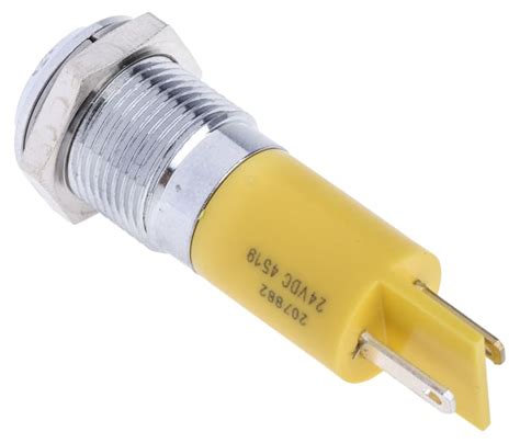 RS PRO | RS PRO Yellow Panel Mount Indicator, 24V dc, 14mm Mounting ...