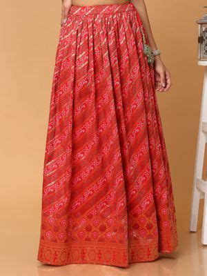 Buy SALWAR STUDIO Women Red Bandhani Ethnic Skirt Online
