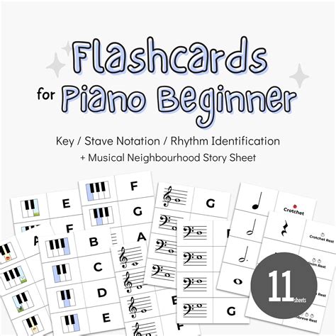Printable Piano Flashcards for Beginners - Key, Staff, Rhythm & Musical ...