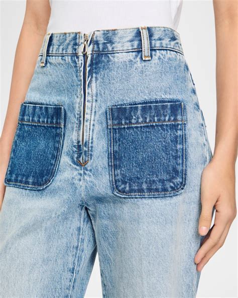 Sandro Oslone Wide-Leg Patch Pocket Jeans | High waist women jeans ...