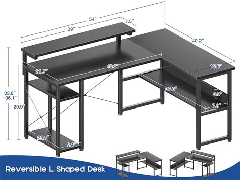 Buy ODK L Shaped Computer Desk, 54 Reversible L Shaped Desk, Corner ...