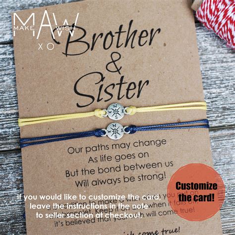 Brother Sister Gift Matching Friendship Bracelet Personalized Gift ...