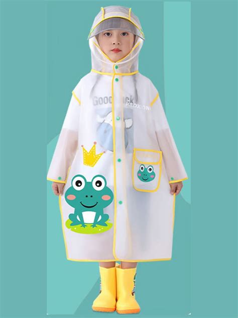 Little Surprise Box Frog Yellow Bordered Translucent Kids Raincoat ...