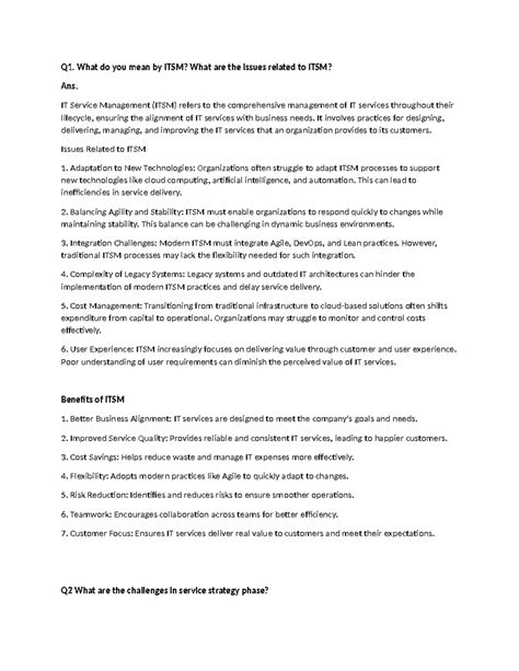 ITSM Challenges and Service Design Goals - ITSM101 Insights - Studocu