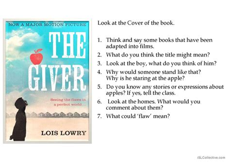 THE GIVER CHAPTERS 1-3 SUMMARY AND D…: English ESL powerpoints