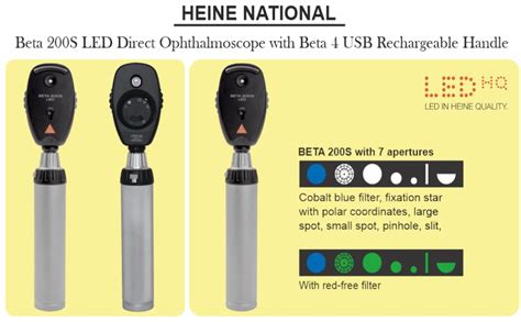 HEINE NATIONAL Beta 200S LED Direct Ophthalmoscope with Beta 4 USB ...
