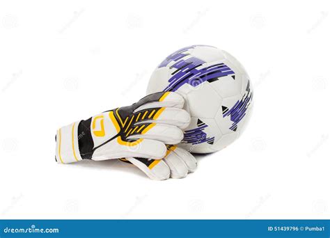Soccer Goalkeeper Gloves and a Ball on White Stock Photo - Image of ...