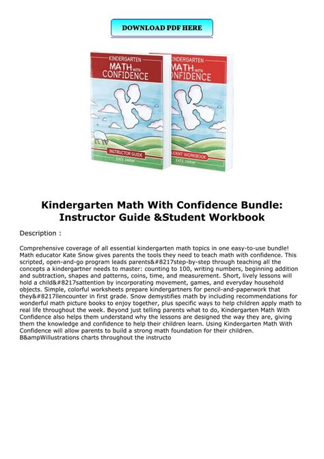 READ [PDF] Kindergarten Math With Confidence Bundle: Instructor Guide
