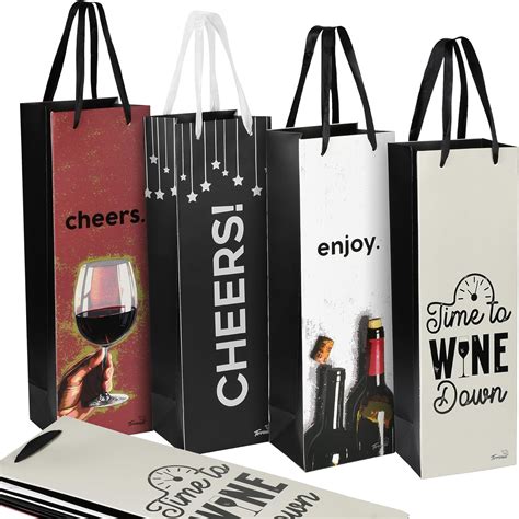 Amazon.com | Tirrinia Wine Gift Bags-12pcs Wine Bottle Gift Bags in 4 ...