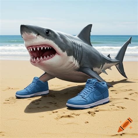 Shark wearing blue Nikes on Craiyon
