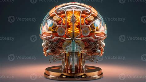 Brain and nerve forming a futuristic face illustrating the power of our neuron and our virtual ...