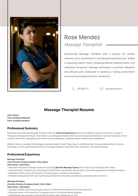 Resume For Massage Therapist