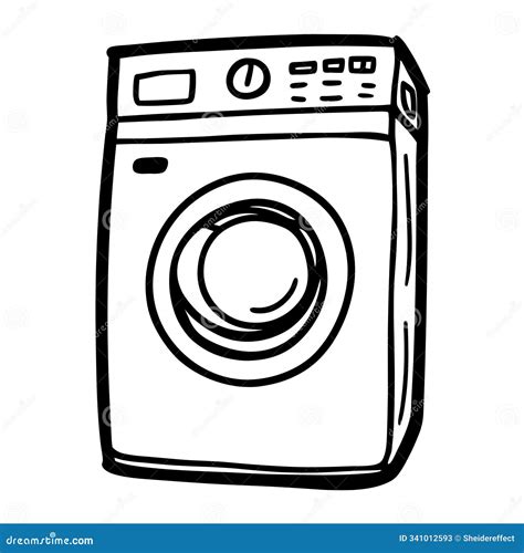 A Black and White Drawing of a Washing Machine Stock Illustration ...