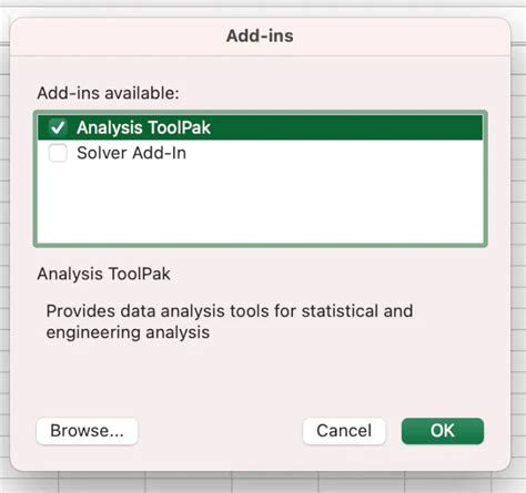 Install Data Analysis ToolPak Excel 的图像结果