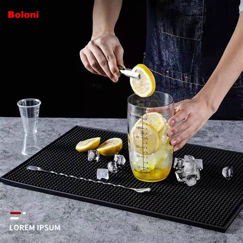 Boloni Black Bar Mat Rubber Bar Mat Service Spill Mat Glass Drip Tray ...