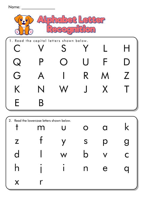 16 Letter Recognition Assessment Worksheet - Free PDF at worksheeto.com