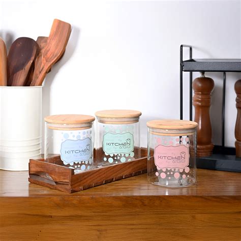 VON CASA Jar Set of 3 PCS 500 ml - Transparent Glass Matte Finish ...