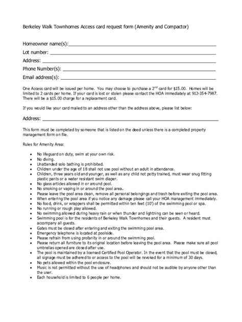 Image result for Access Card Form Template