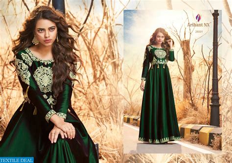 arihant present silk party wear silk gown style long kurti wholesale ...
