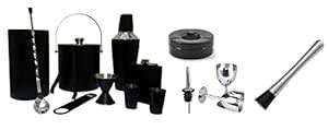 Buy Dynore Stainless Steel 15 Pcs Black color Bar Set cocktail shaker ...