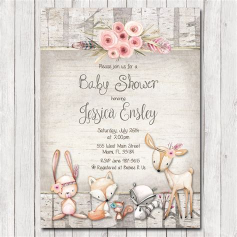 Etsy Woodland Animals Baby Shower Invitations at Esther Thompson blog
