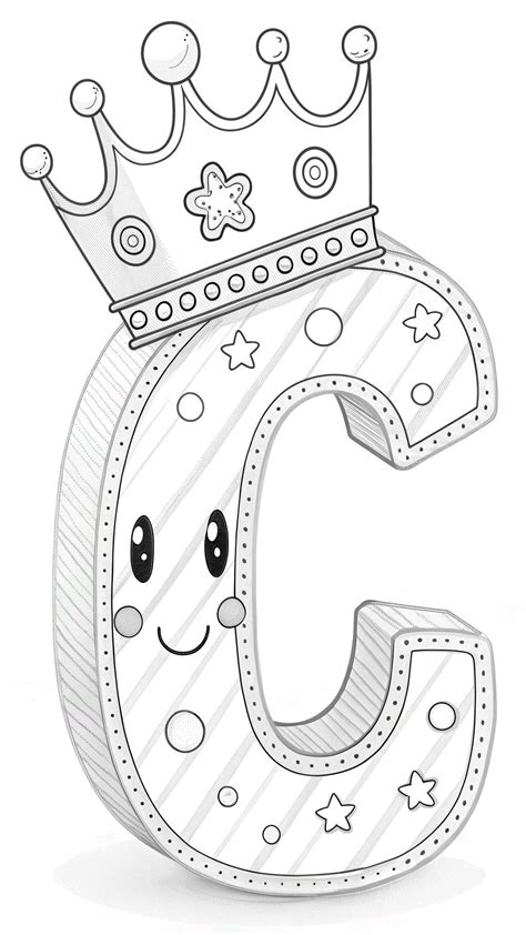 Free Kawaii Royal Letter C Coloring Page - Cute & Fun Alphabet Activity ...