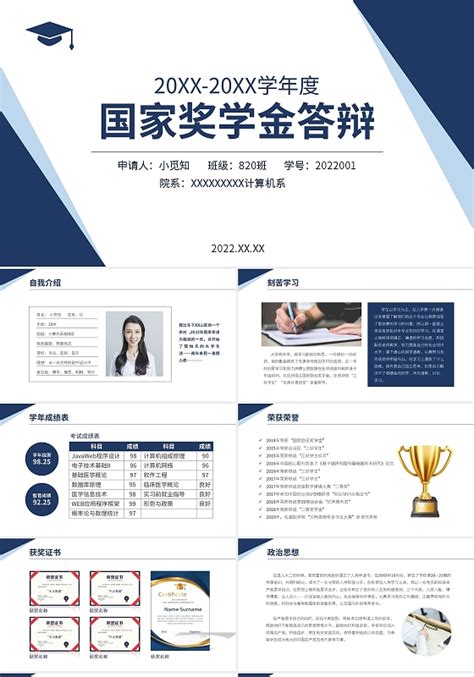 奖学金答辩简约PPT-奖学金答辩简约ppt模板下载-觅知网