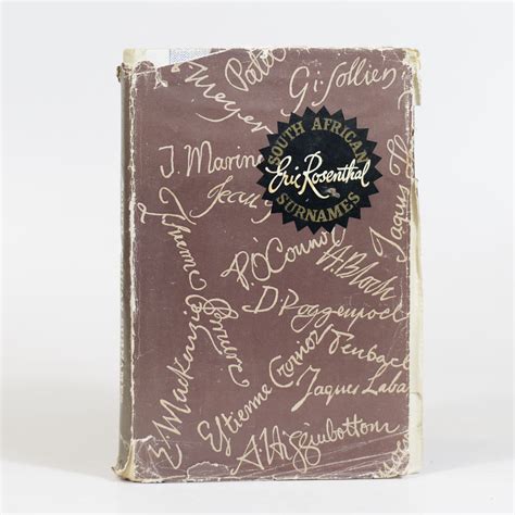 South African Surnames - Rosenthal, Eric » Quagga Books