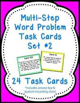 Image result for Printable Multi-Step Word Problem Task Cards