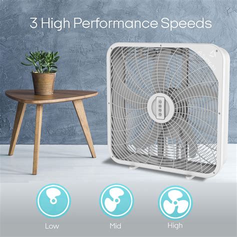 20 Inch Box Fan with Remote Control, 3 High Performance Speeds, and ...