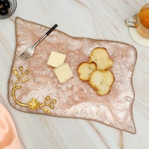 DULI Resin Multipurpose Tray/Platter with Golden Handle | Delicate Tray ...