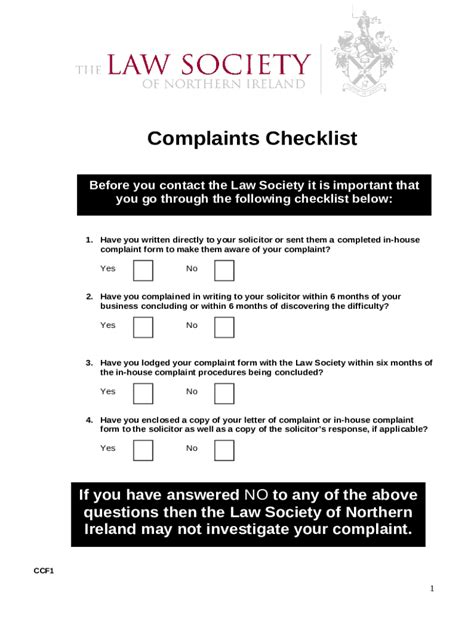 Complaints Checklist Doc Template | pdfFiller