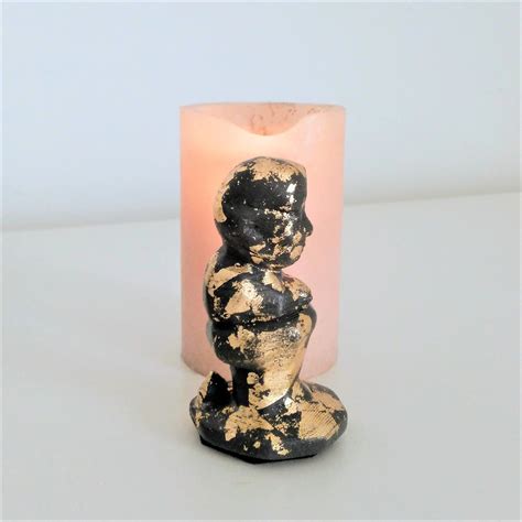 Buy 3 Caganer Figurines in Grey Ceramic Resin With Golden Metal Finish ...