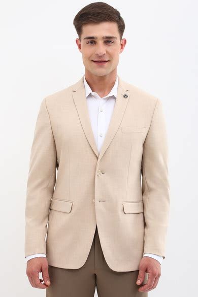 Buy Men Beige Slim Fit Textured Formal Blazer Online - 39751662 | Allen ...